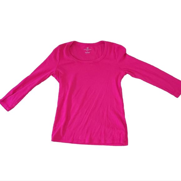 Talbots 100% Pima Cotton Top Size P Petite Hot Pink Raspberry - Picture 1 of 3